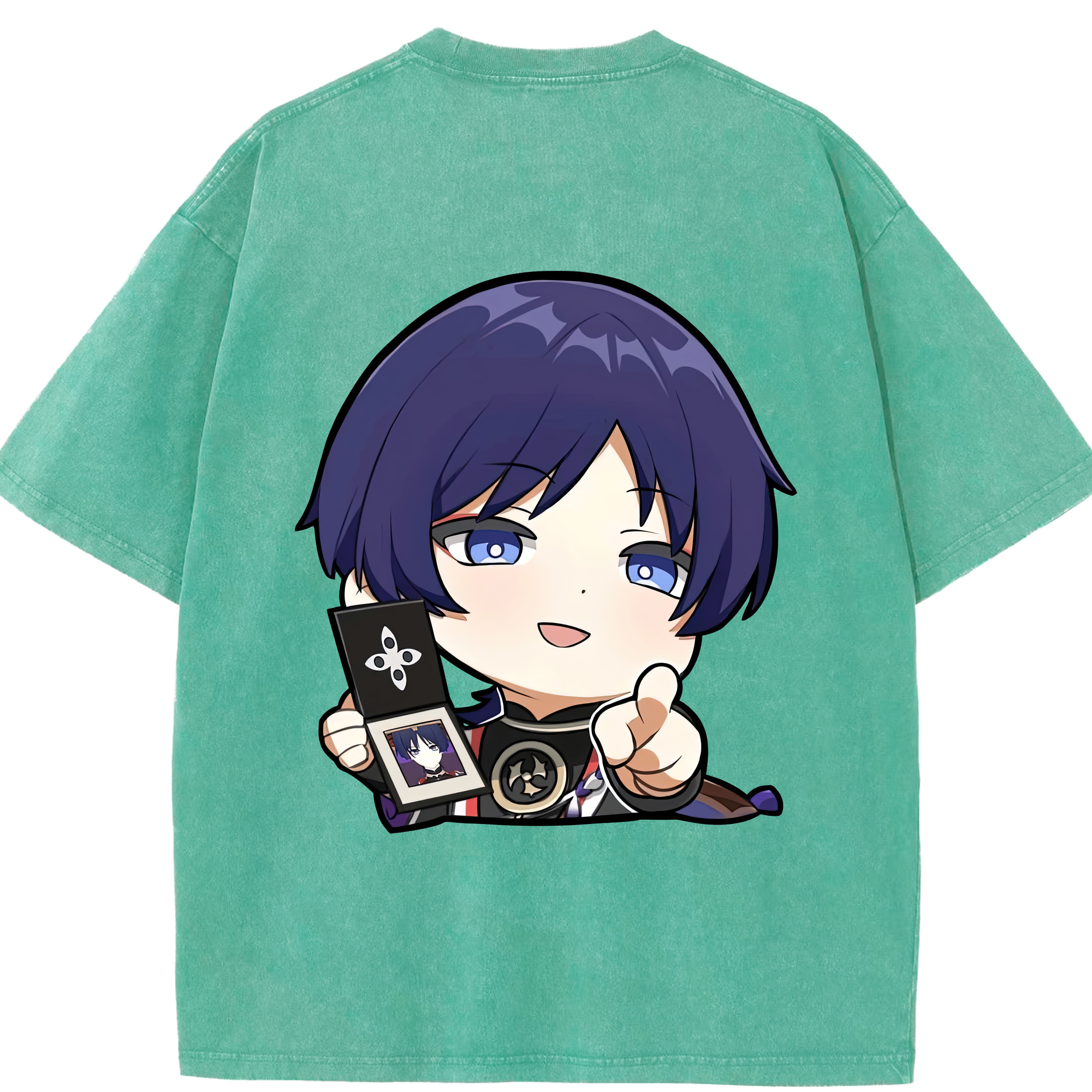 げんし神 さんペい genshin Sanpei 綿100% ヴィンテージ風 半袖Tシャツ（背面プリント）